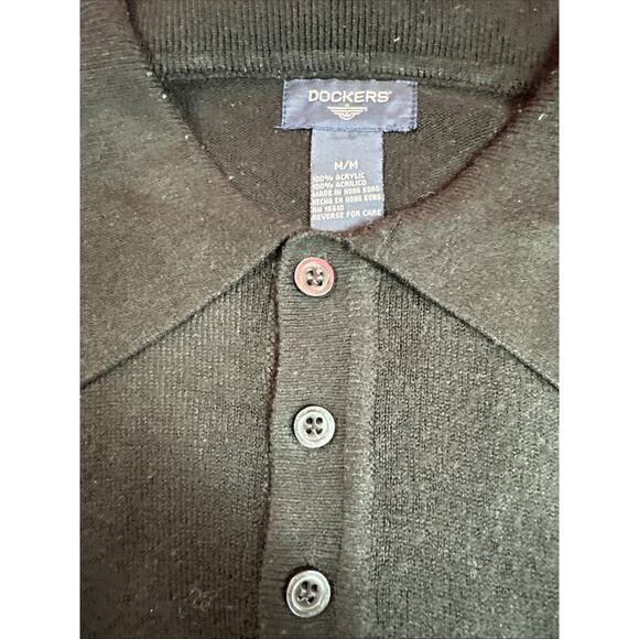 Dockers Men's Pullover Sweater Black Size M Knit Front Soft Preppy Casual V1 - Picture 2 of 4